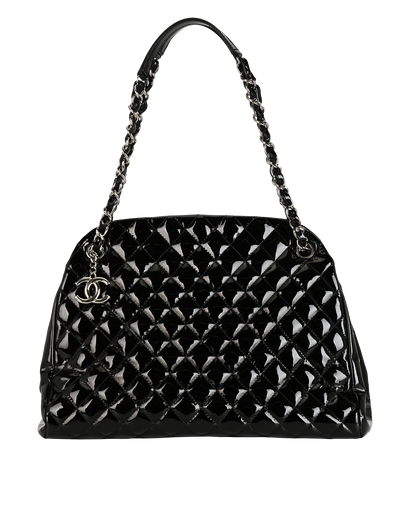 Mademoiselle Bowling Bag, &pound;1,900, Handbags, Black, Patent Leather, Front view